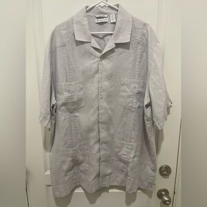 Cubavera Light Gray Short Sleeve Shirt Jacket